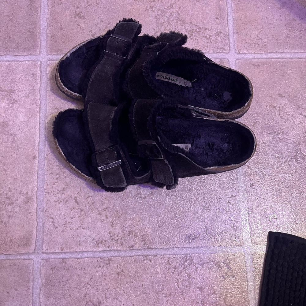 Birkenstock Black Fur Sandals